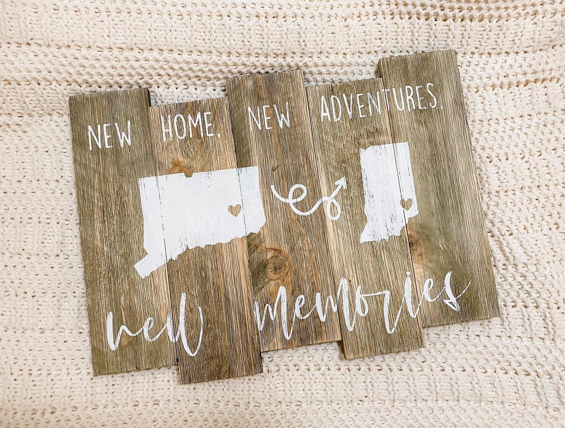 New Home, New Adventures, New Memories / Custom Hand-Painted Moving Sign / Personalized New Home Sign