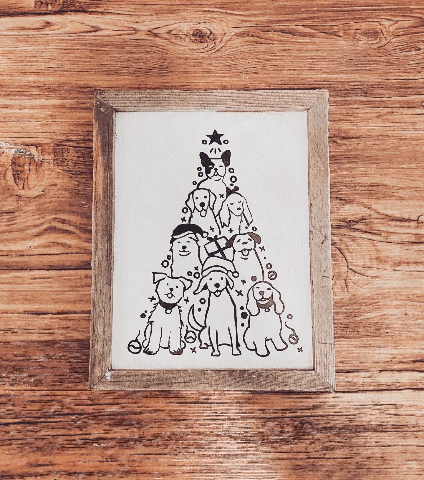 Dog Christmas Tree Wall Sign