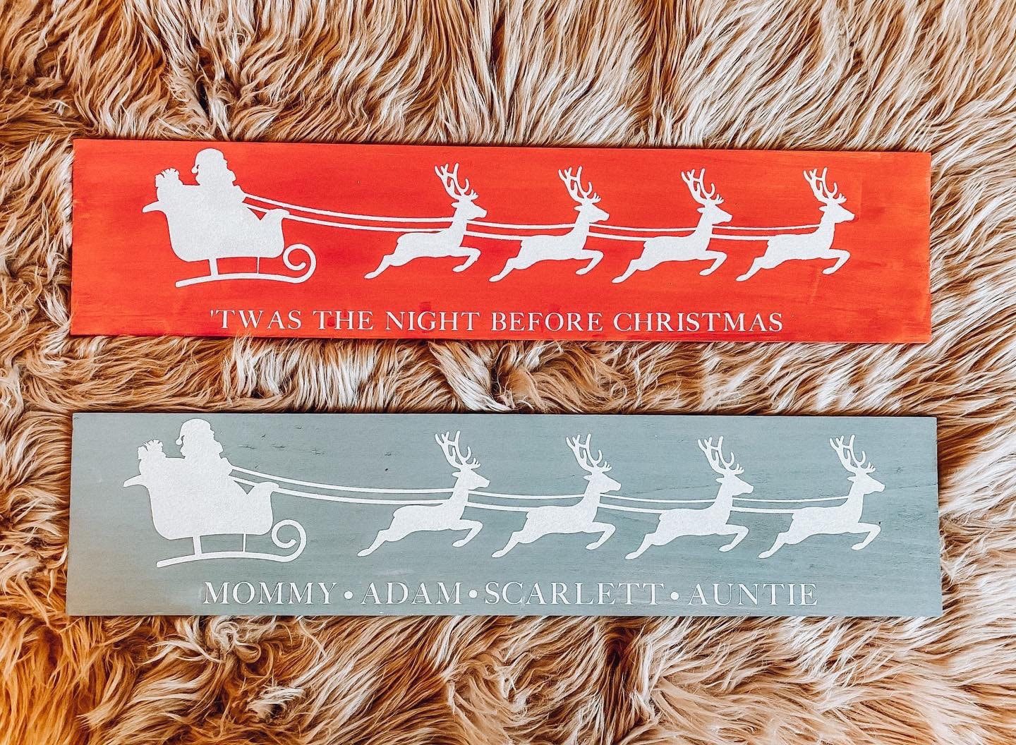 Santa Sleigh with Reindeer / ‘Twas the Night Before Christmas / Personalized Christmas Sign