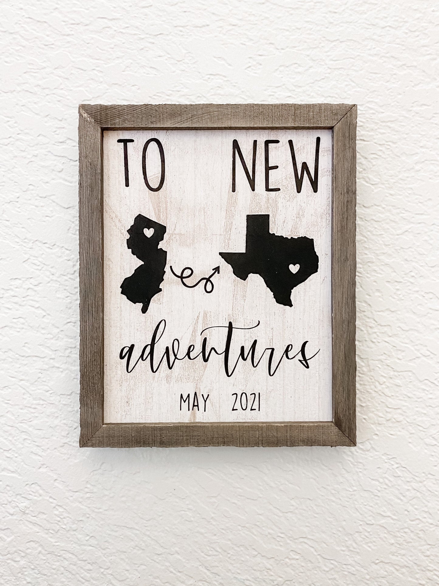 To New Adventures Custom Cross Country Home Decor Sign