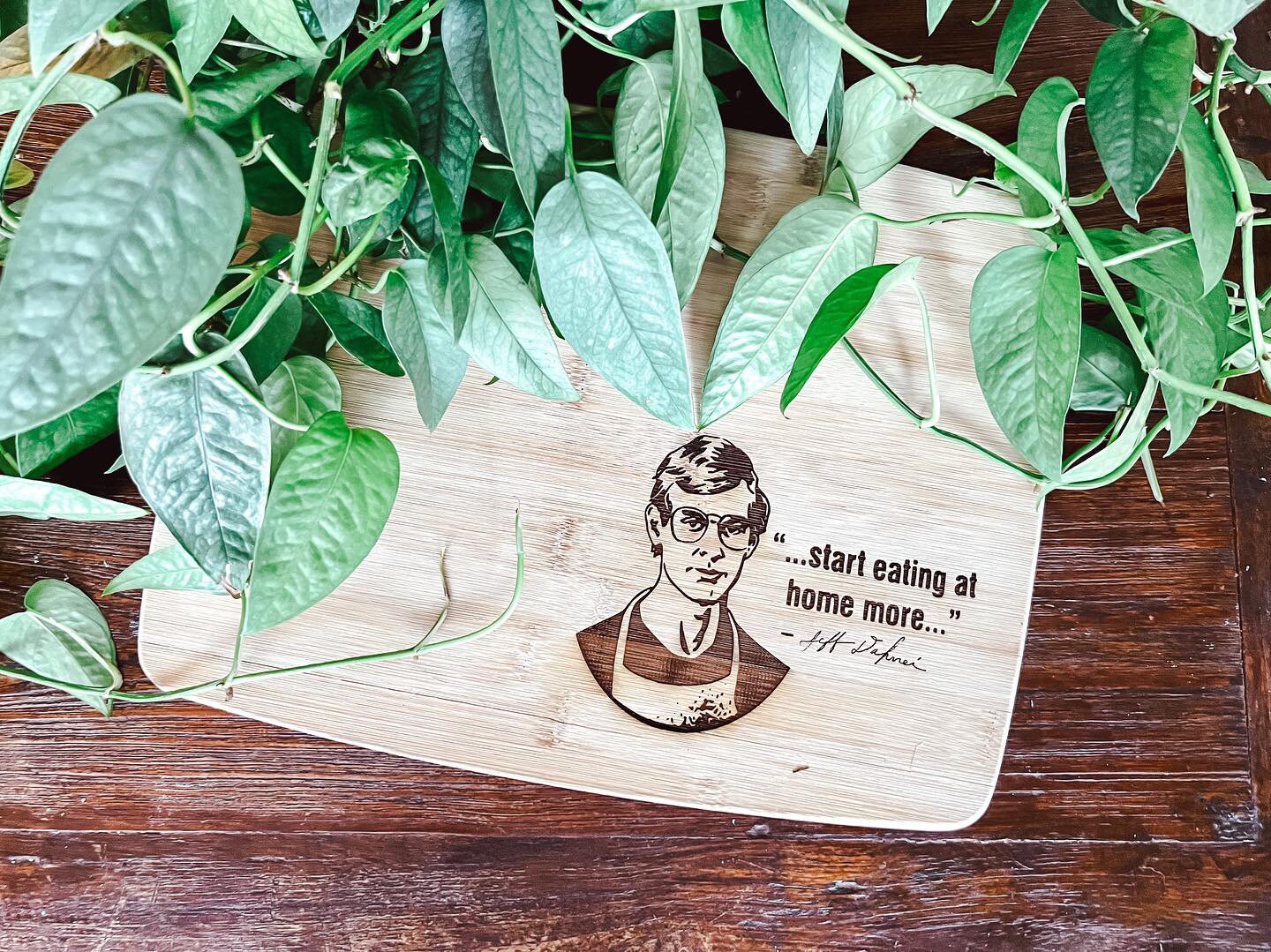 Jeffrey Dahmer Laser Engraved Bamboo Cutting Board