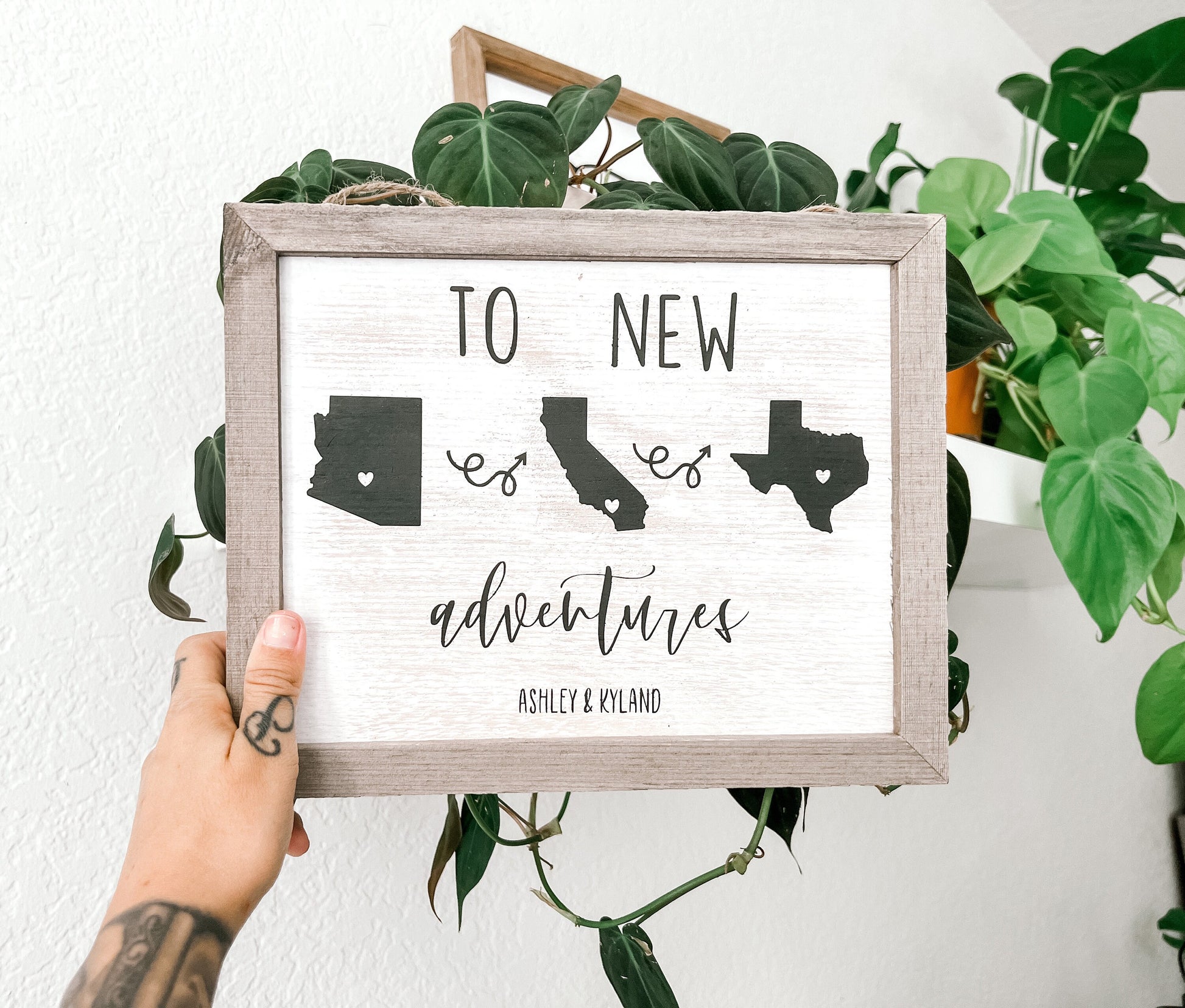 To New Adventures Custom Cross Country Home Decor Sign Three States/Countries