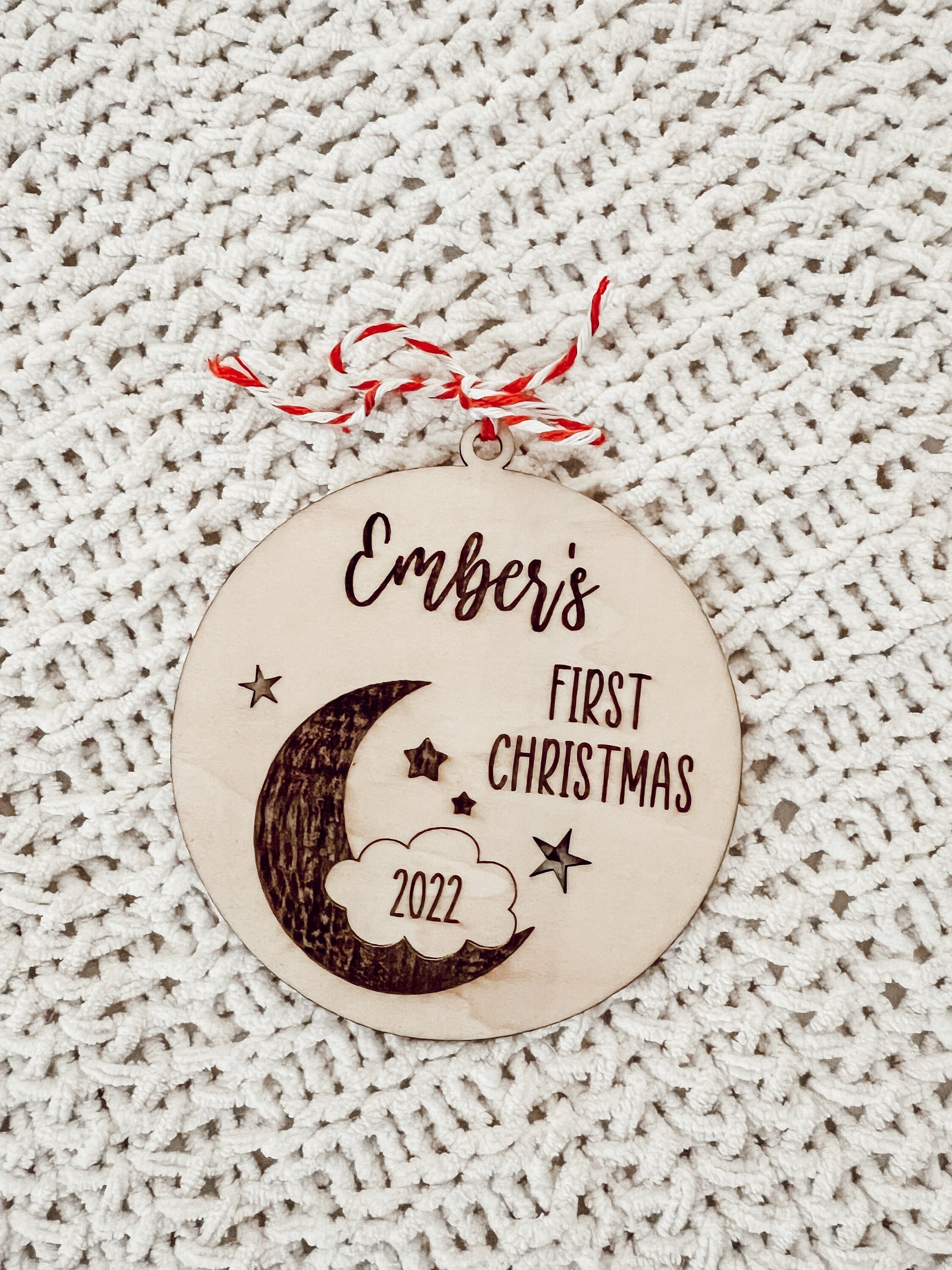 Baby's First Christmas Personalized Moon and Stars Ornament