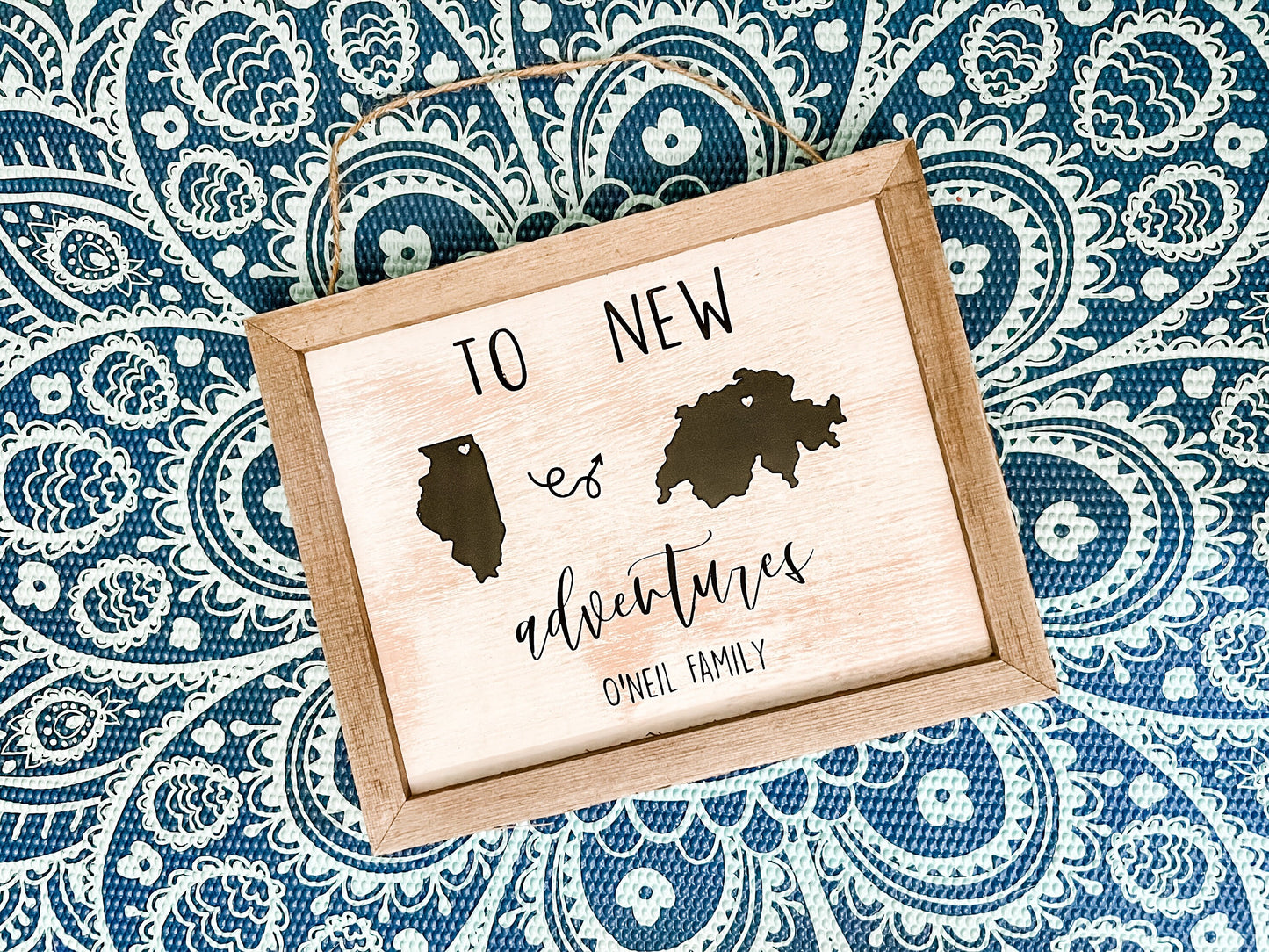 To New Adventures Custom Cross Country Home Decor Sign | Two States or Countries Hanging Sign | Deployment Sign