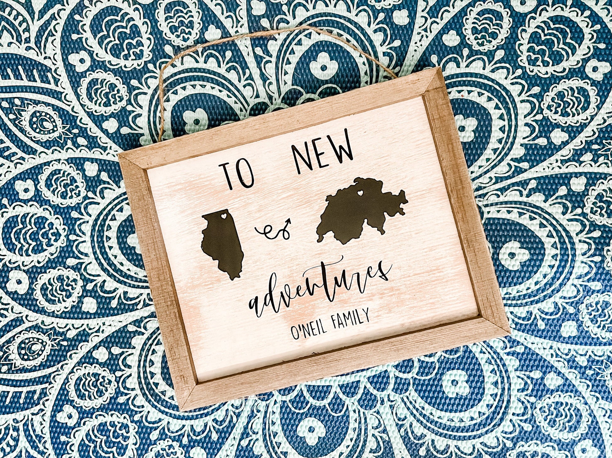 To New Adventures Custom Cross Country Home Decor Sign | Two States or Countries Hanging Sign | Deployment Sign