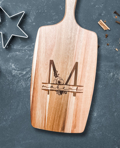 Personalized Monogram Engraved Acacia Cutting Board | Custom Wedding Gift | Laser Engraved Anniversary Gift