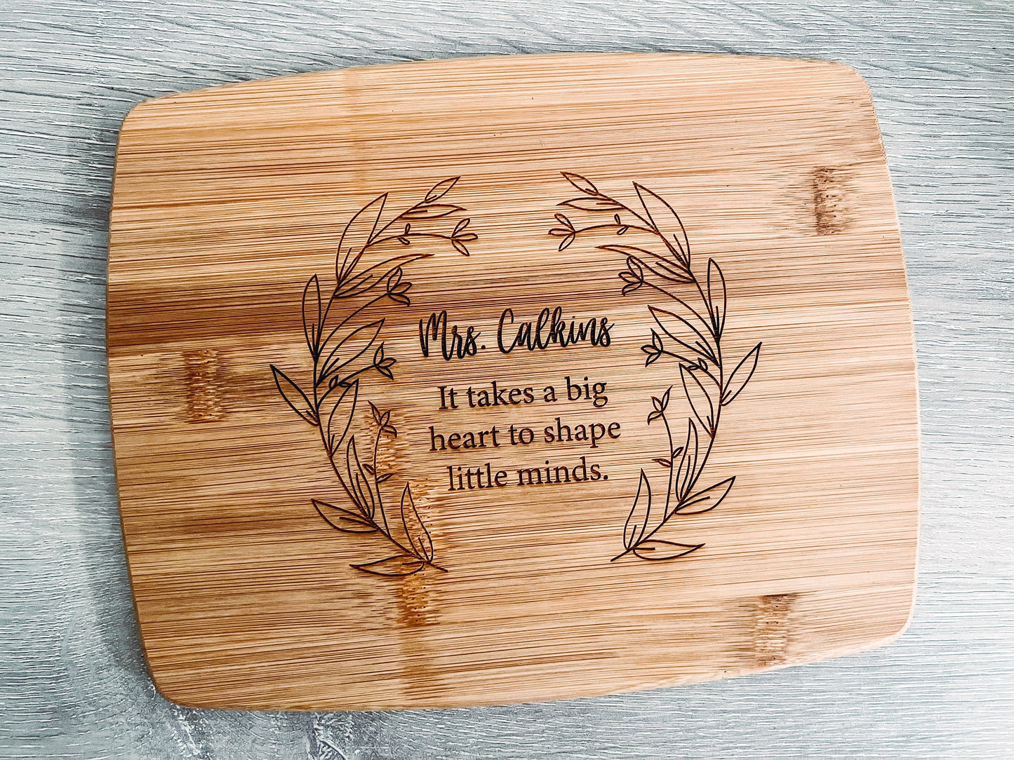 Teacher Gift Personalized Bamboo Cutting Board | Teacher Appreciation Week | It Takes a Big Heart to Teach Little Minds Charcuterie Board