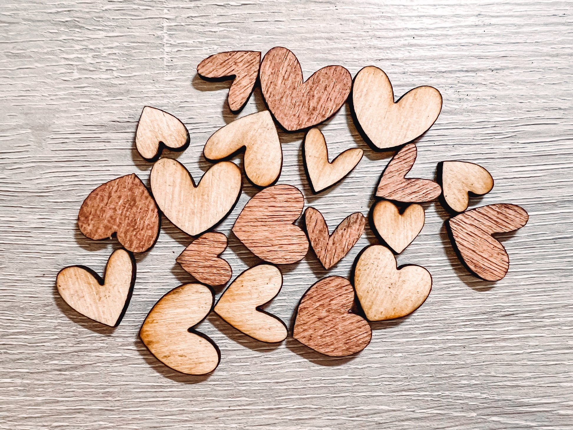 Wood Hearts Assorted Table Confetti | Wedding Table Decor | Valentines Table Decor