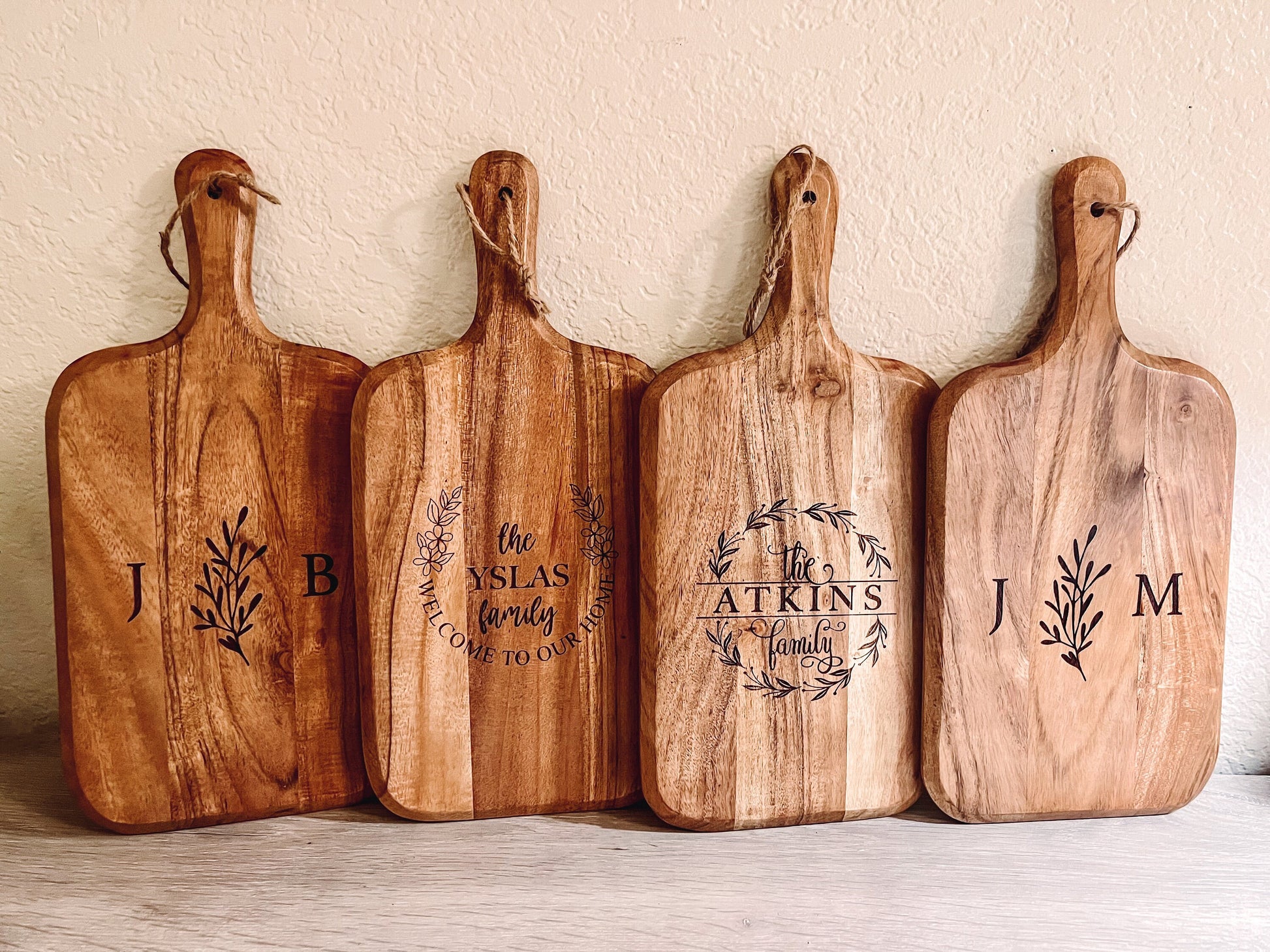 Personalized Family Names Engraved Acacia Cutting Board | Custom Wedding Gift | Laser Engraved Anniversary Gift