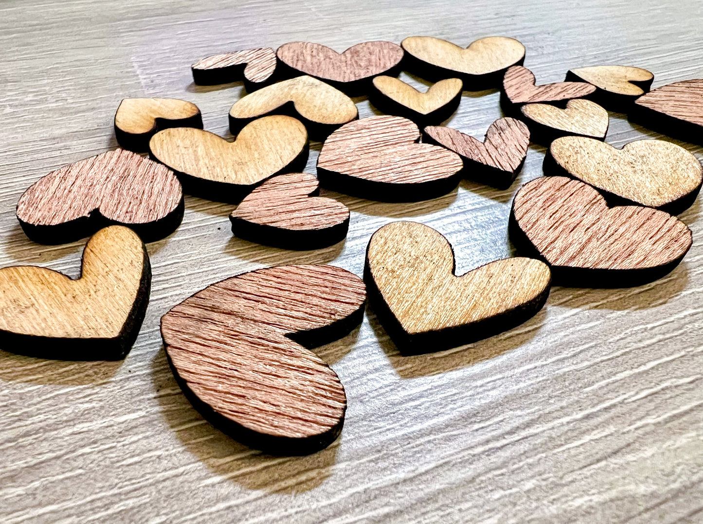 Wood Hearts Assorted Table Confetti | Wedding Table Decor | Valentines Table Decor