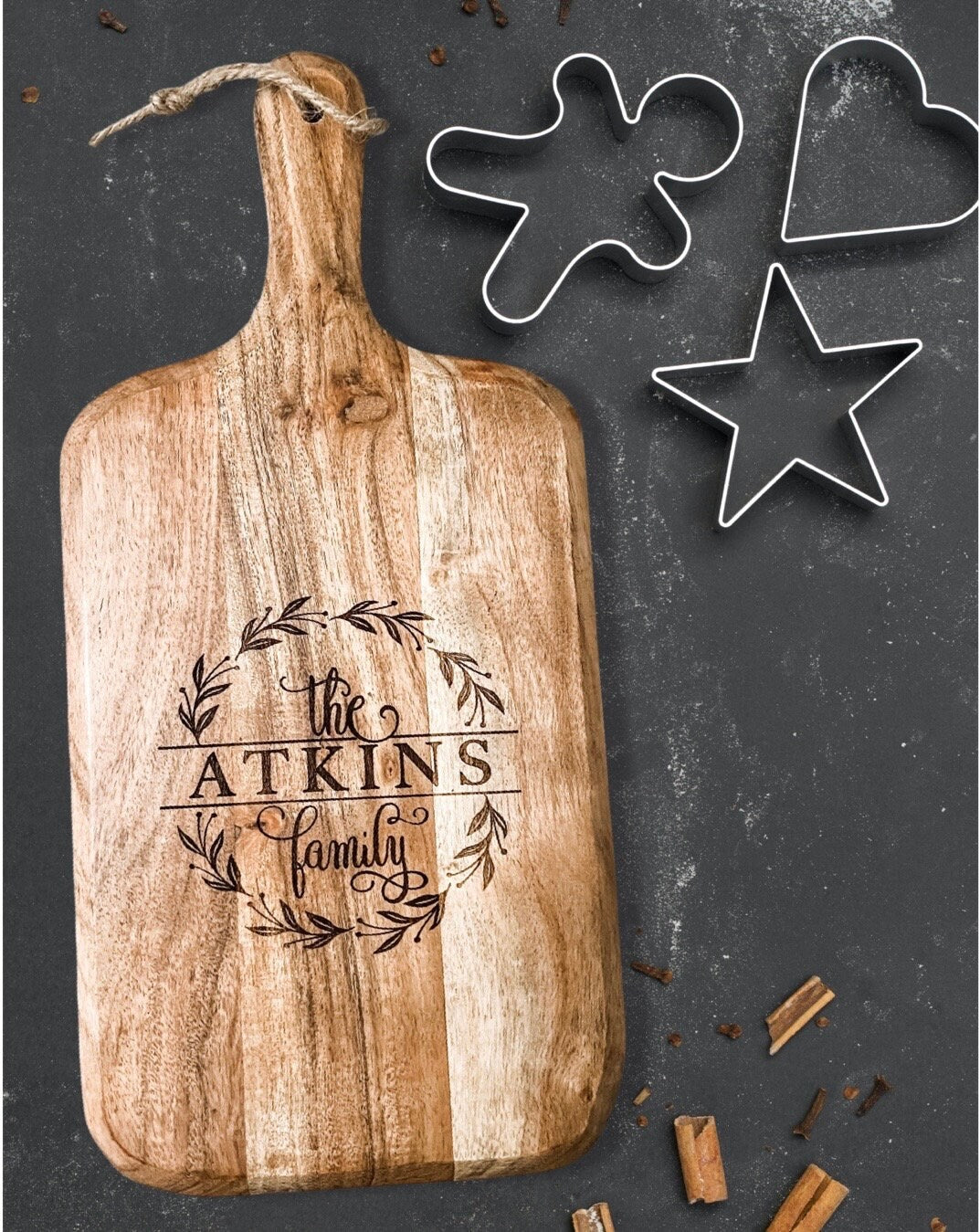 Personalized Family Names Engraved Acacia Cutting Board | Custom Wedding Gift | Laser Engraved Anniversary Gift