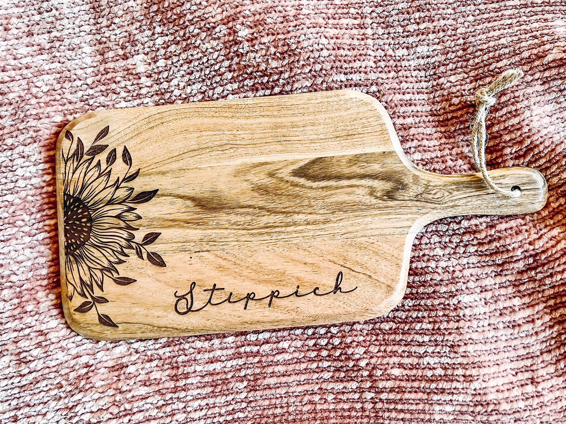 Sunflower Personalized Engraved Acacia Cutting Board | Custom Wedding Gift | Laser Engraved Anniversary Gift