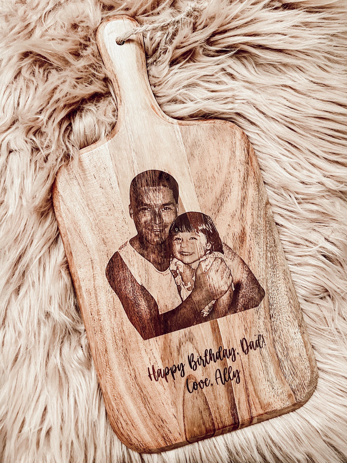 Custom Acacia Wood Engraved Photo Cutting Board | Personalized Picture Board