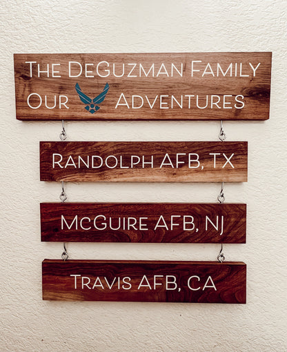 Home Is Where The Military Sends Us Custom Walnut Deployment Sign / Air Force / Army / Coast Guard / Marines / National Guard / Navy