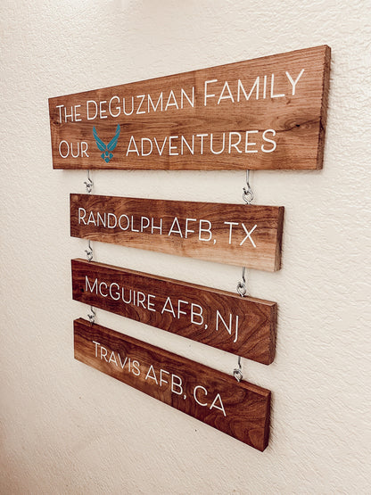 Home Is Where The Military Sends Us Custom Walnut Deployment Sign / Air Force / Army / Coast Guard / Marines / National Guard / Navy