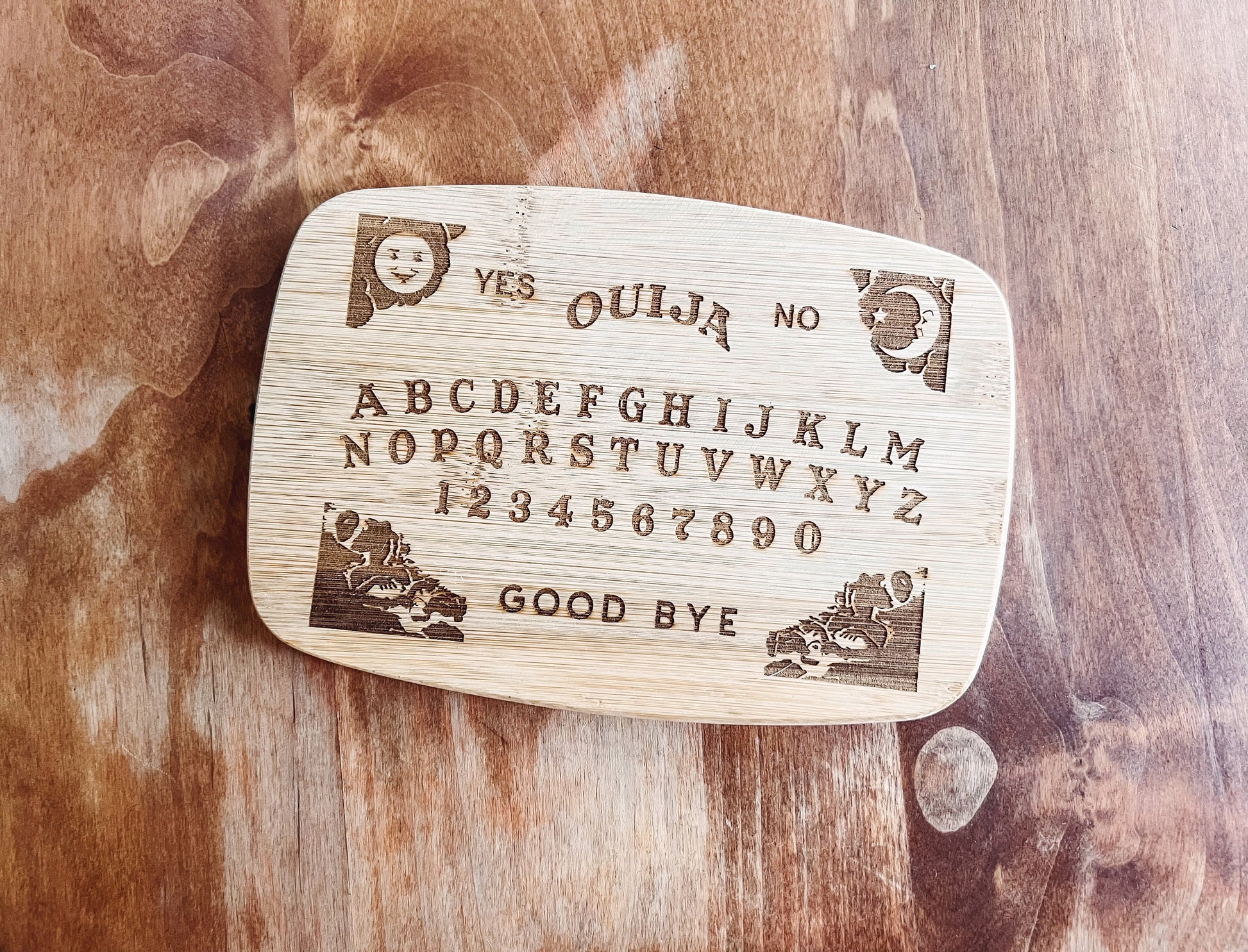 Ouija Board Spooky Halloween Haunted Laser Engraved Bamboo Cutting Board