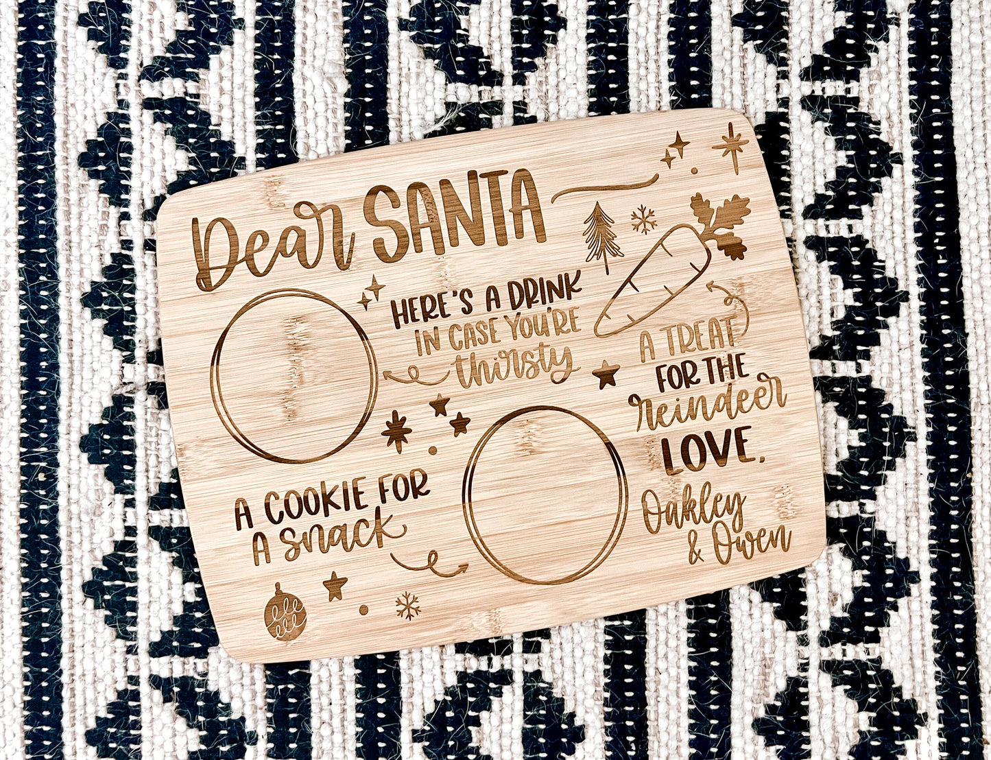 Dear Santa Personalized Bamboo Cutting Board | Milk and Cookies Tray | Reindeer Treats | Custom Christmas Cutting Board